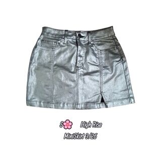 SO Shiny Silver High Rise Mini Skirt
